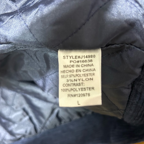 NWT Entro Corduroy Jacket Blue Button Up Shacket with Leopard Print Collar Sz L - Picture 7 of 8